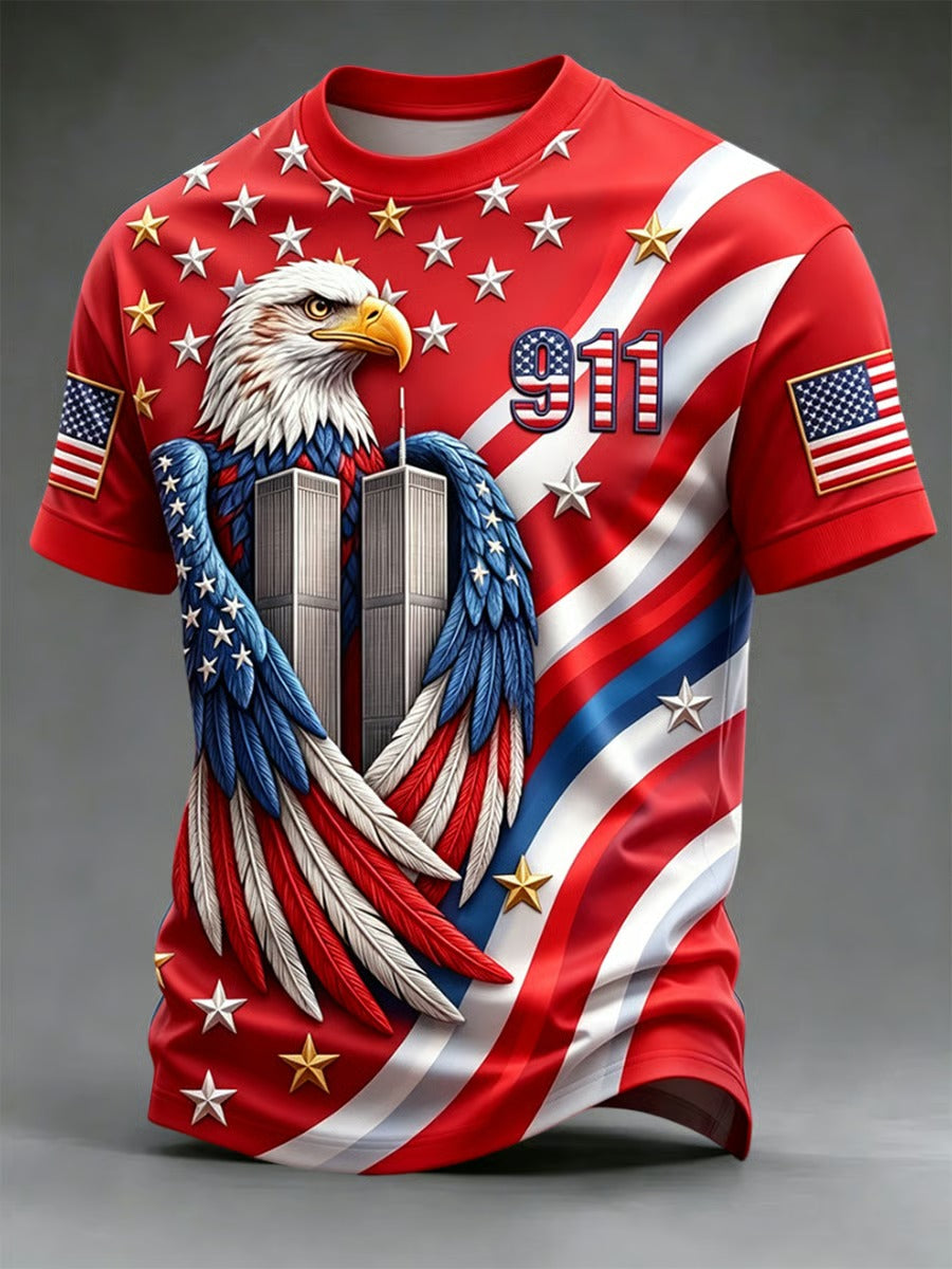 9/11 Bald Eagle Twin Towers Shirt, Patriotic T-Shirt For Men, Printed Shirt
