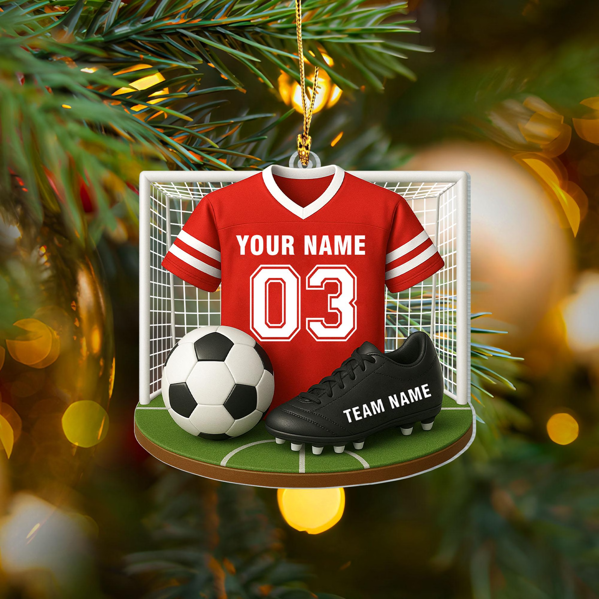Personalized Soccer Christmas Ornament, Soccer Christmas Gift Acrylic Ornament, Gift For Soccer Player