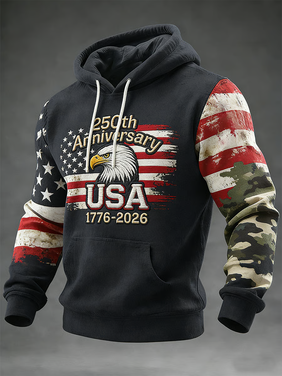 America 250th Anniversary Hoodie, Independence Day 1776–2026 Apparel, Black Hooded Jumper 4th Of July Gift