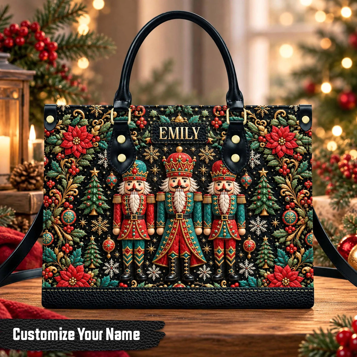 Personalized Christmas Bakery Leather Handbag, Handbag For Women, Holiday Gift