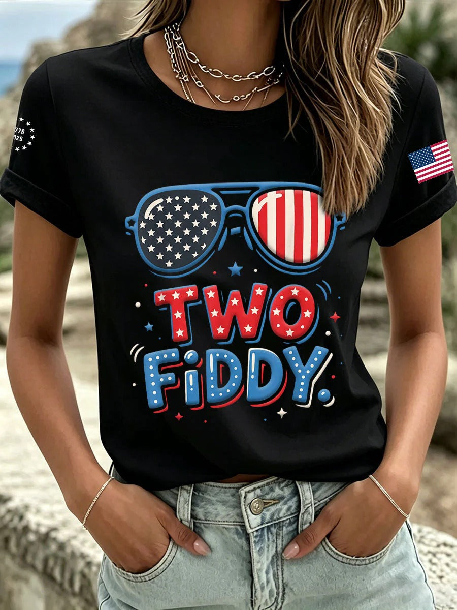 Funny Patriotic Flag Sunglasses Women's T-Shirt, Women's Graphic Tee, America 250 Shirt