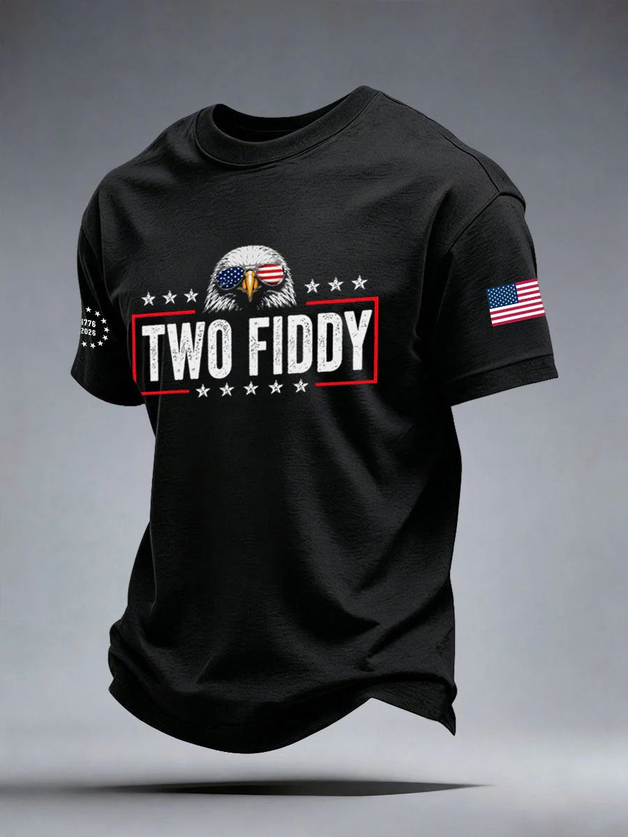 Funny Bald Eagle Two Fiddy Patriotic T-Shirt For Men, America 250 Years Shirt, USA Shirt