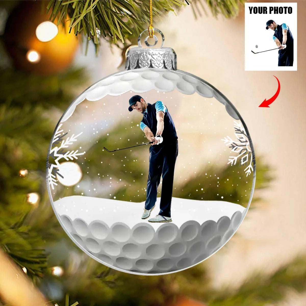 Custom Photo For The Love Of The Game Globe Ornament, Christmas Family Ornament, Xmas Tree Decor
