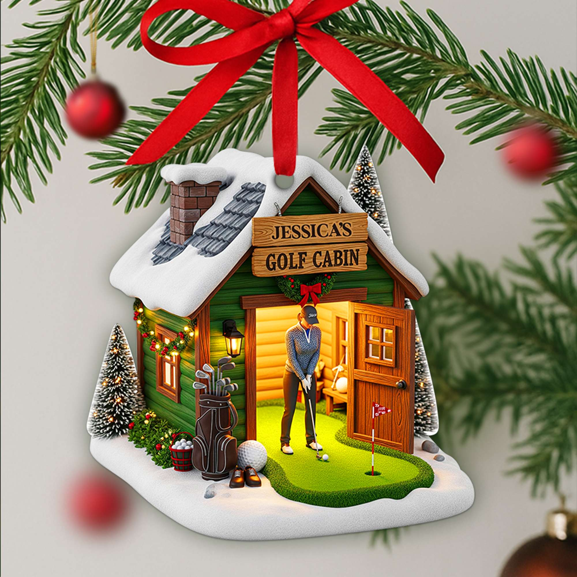 Golf Cabin Christmas Ornament, Golf Ornaments For Christmas Tree, Christmas Presents For Golfers