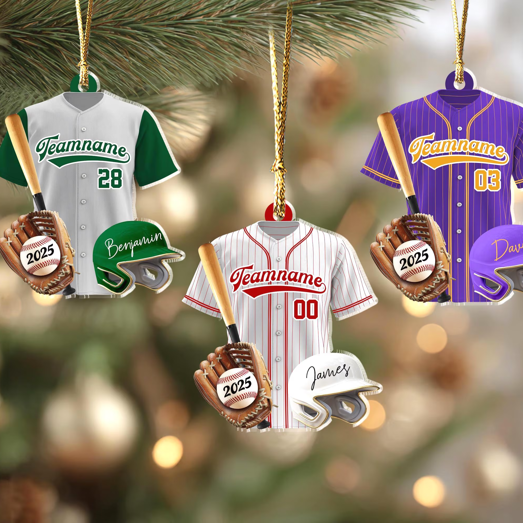 Custom Name Baseball Christmas Ornament, Baseball Team Gift Acrylic Ornament, Gifts For Baseball Lovers
