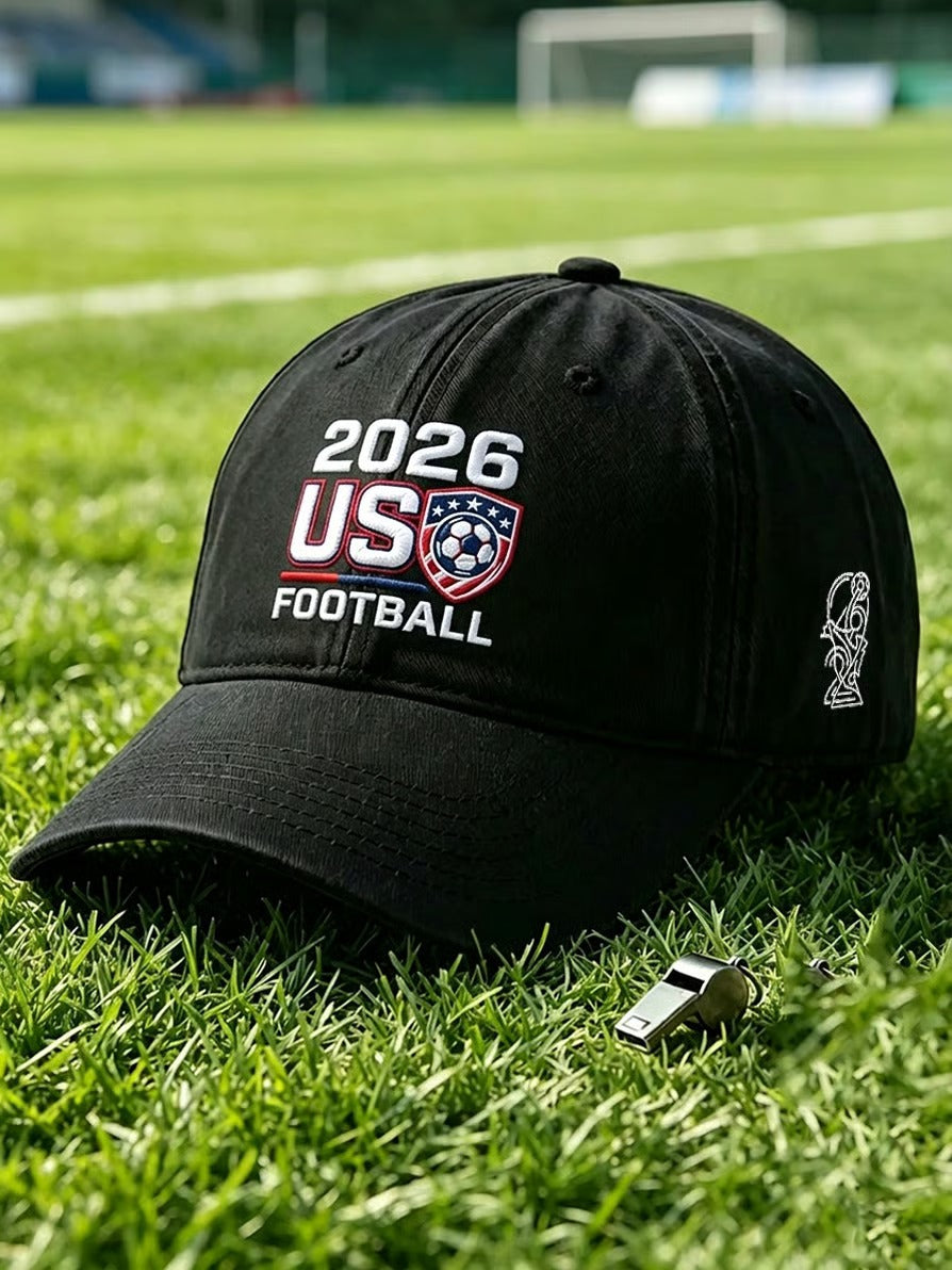 2026 USA Soccer Cap, Embroidered Football Design, Soccer Fan Hat