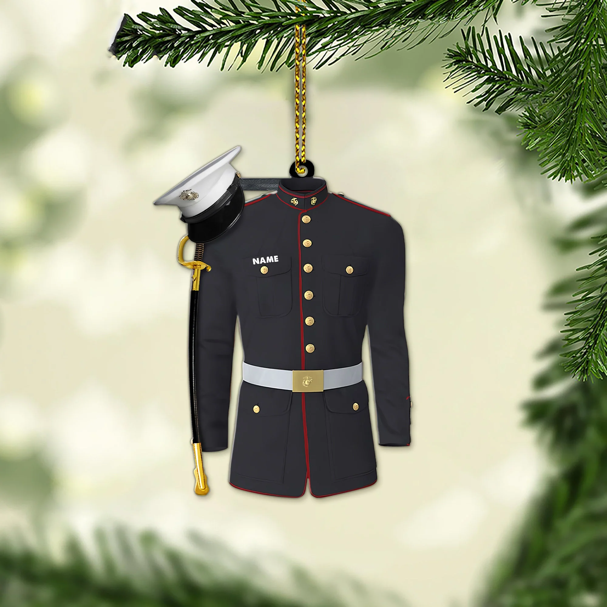 Marine Uniform Acrylic Ornament, Christmas Gift For Military, Army Dad, Husband