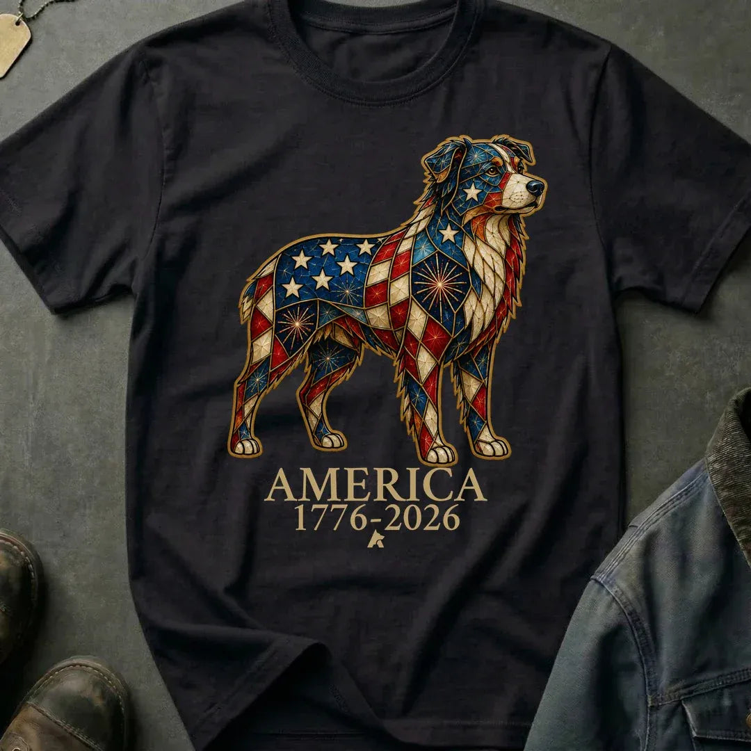 Australian Shepherd-Mosaic America 1776-2026 Shirt, America 250 Celebrations Shirt, Patriotic T-Shirt