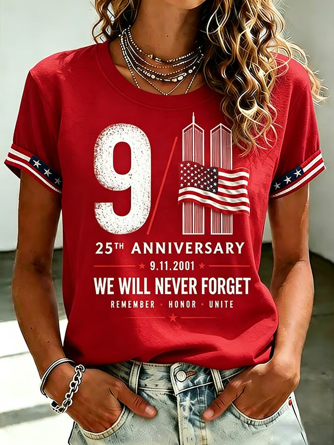 We Will Never Forget 911 Silver Towers Shirt, Women's Graphic Tee, American Flag Shirt