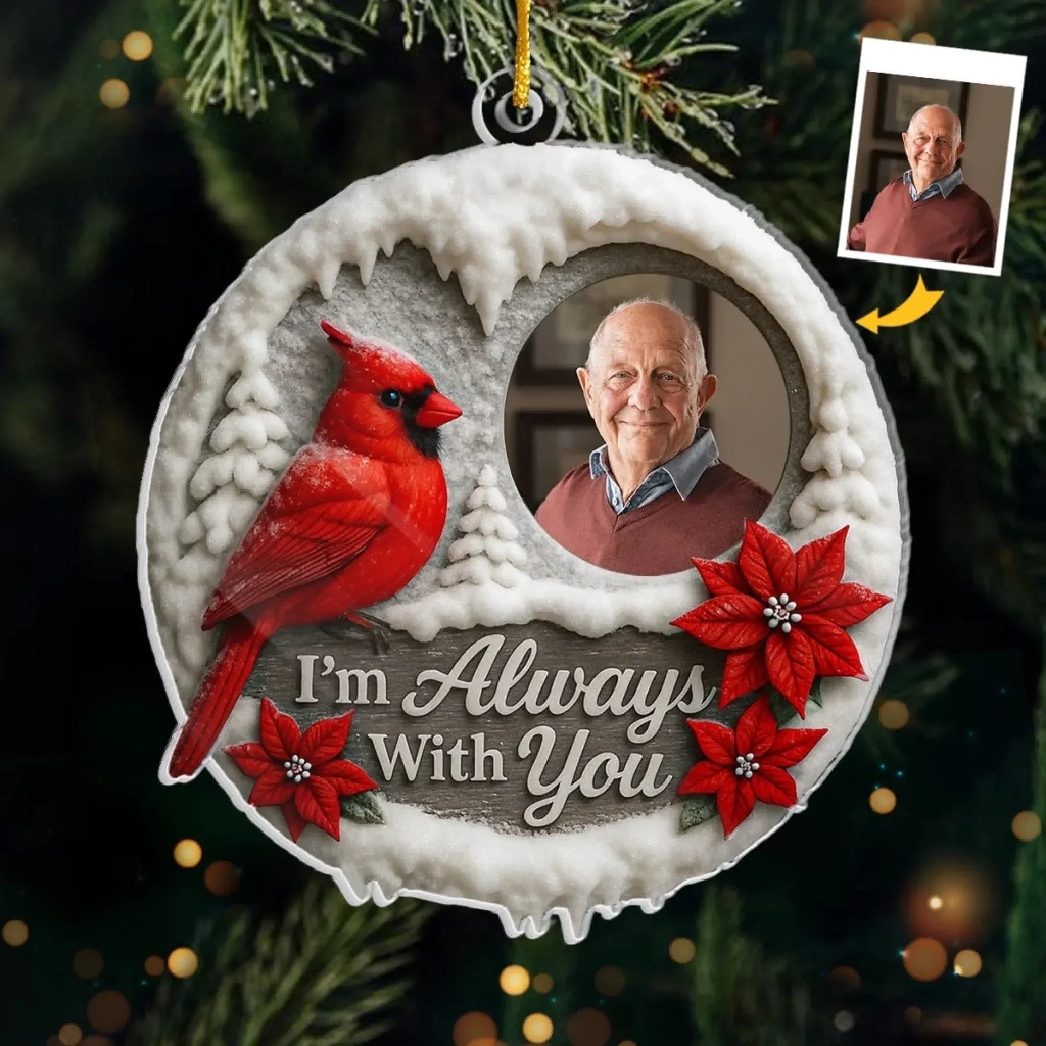 Your Love Lives On Custom Photo Acrylic Ornament, Memorial Sympathy Gifts For Loss, Christmas Tree Ornaments