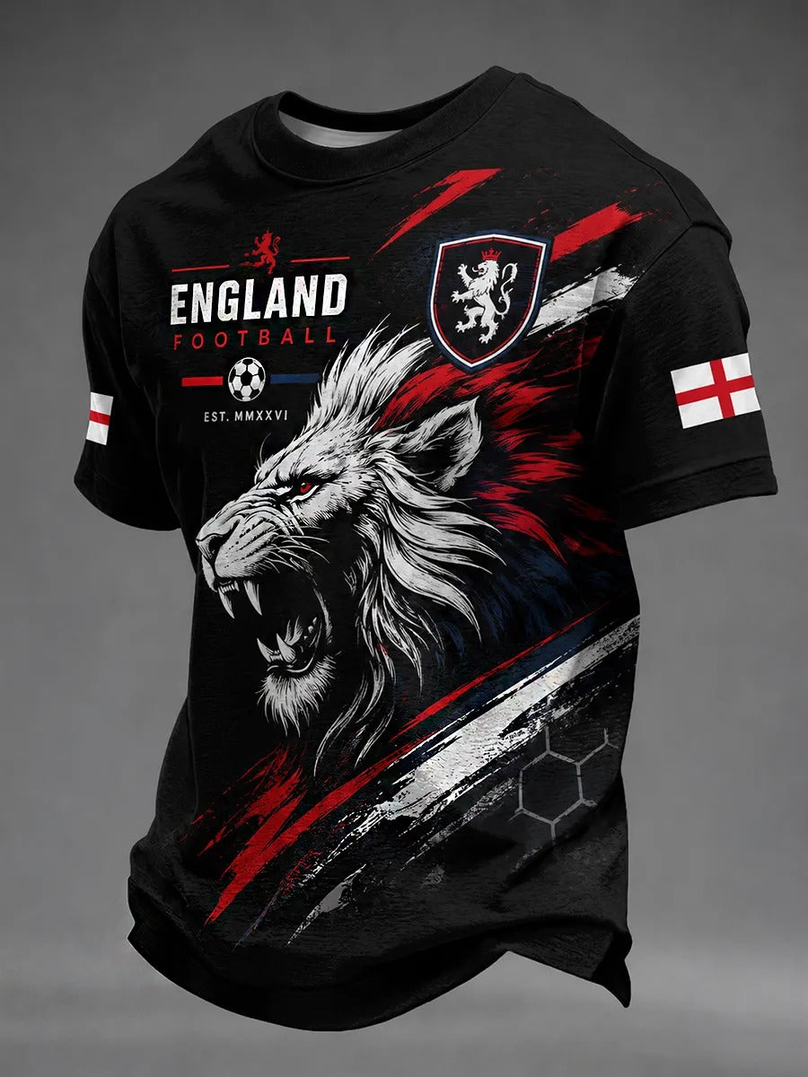 England Football Team Lion And Flag Retro T-Shirt, Unisex Gameday Print Polo, Soccer Fan Gift