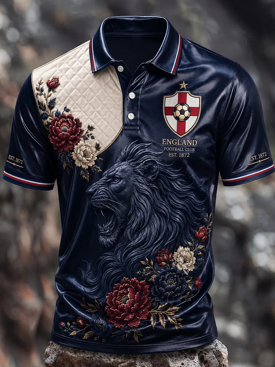 England Football Team Lion And Flower Retro Polo, Unisex Gameday T-Shirts, Soccer Fan Gift