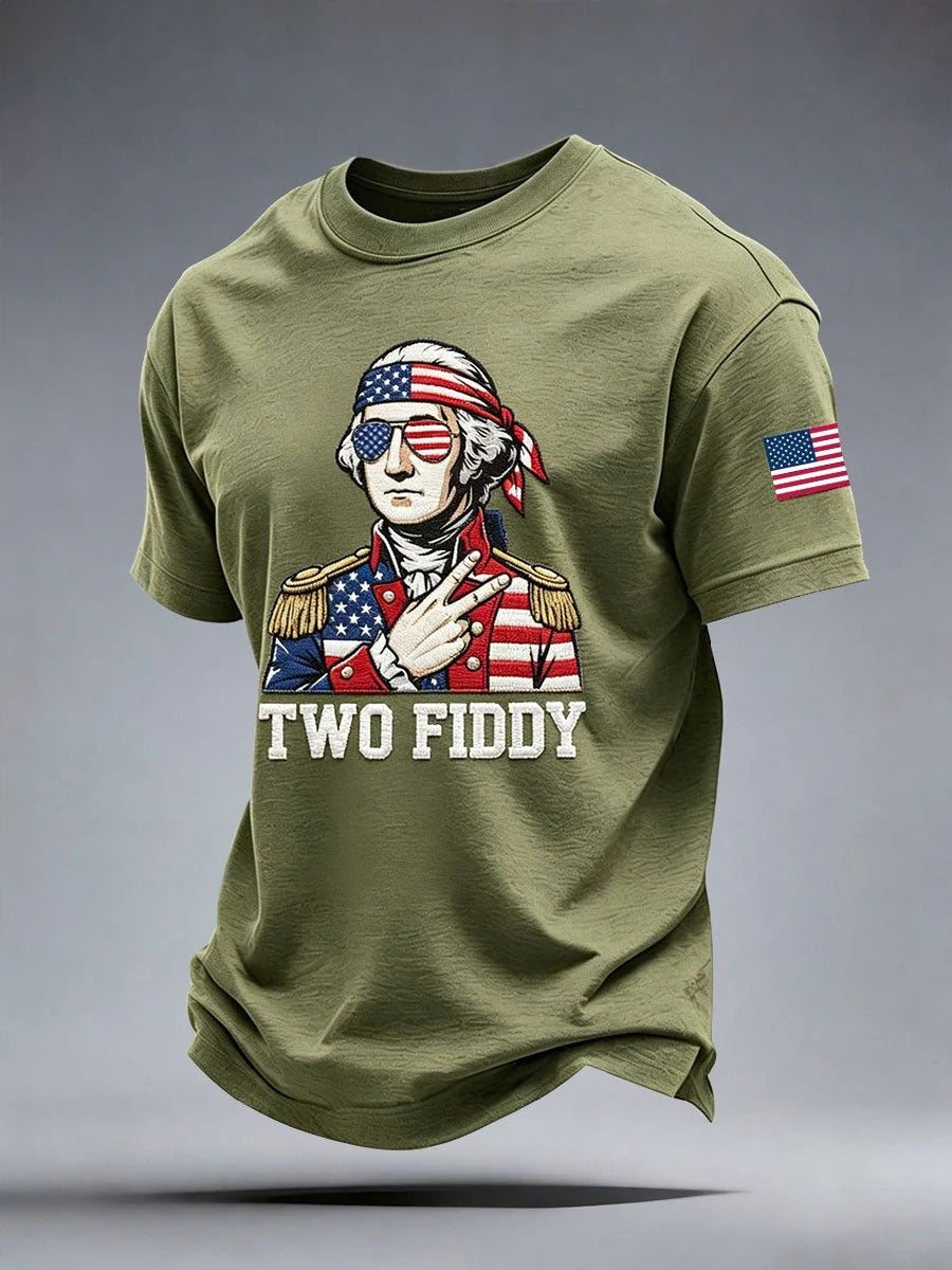 Funny George Washington Two Fiddy Patriotic T-Shirt For Men, America 250 Years Shirt, USA Shirt