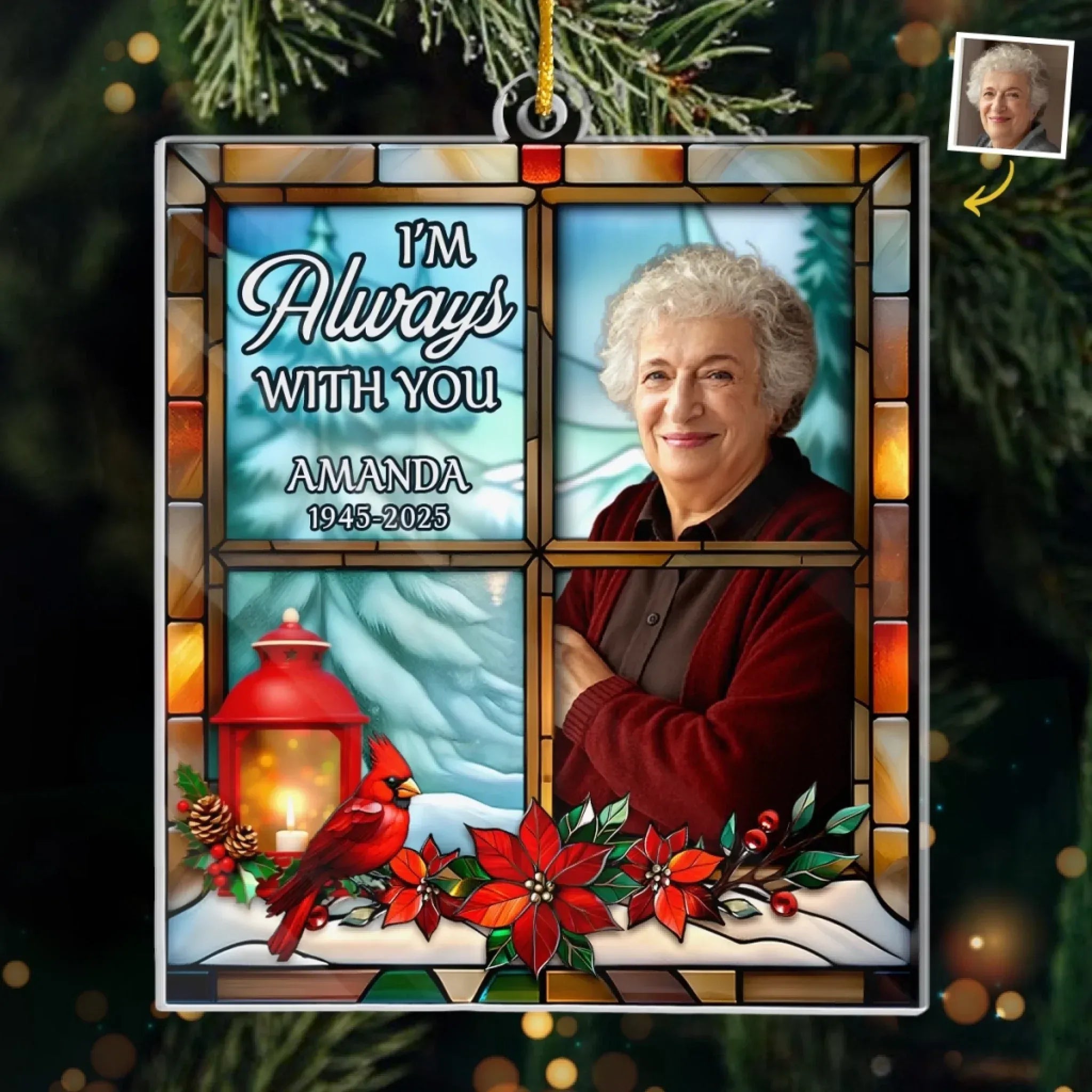 Love Lives Beyond The Goodbye Custom Photo Acrylic Ornament, Chrismas Memorial Sympathy Gifts For Loss, Christmas Tree Ornaments