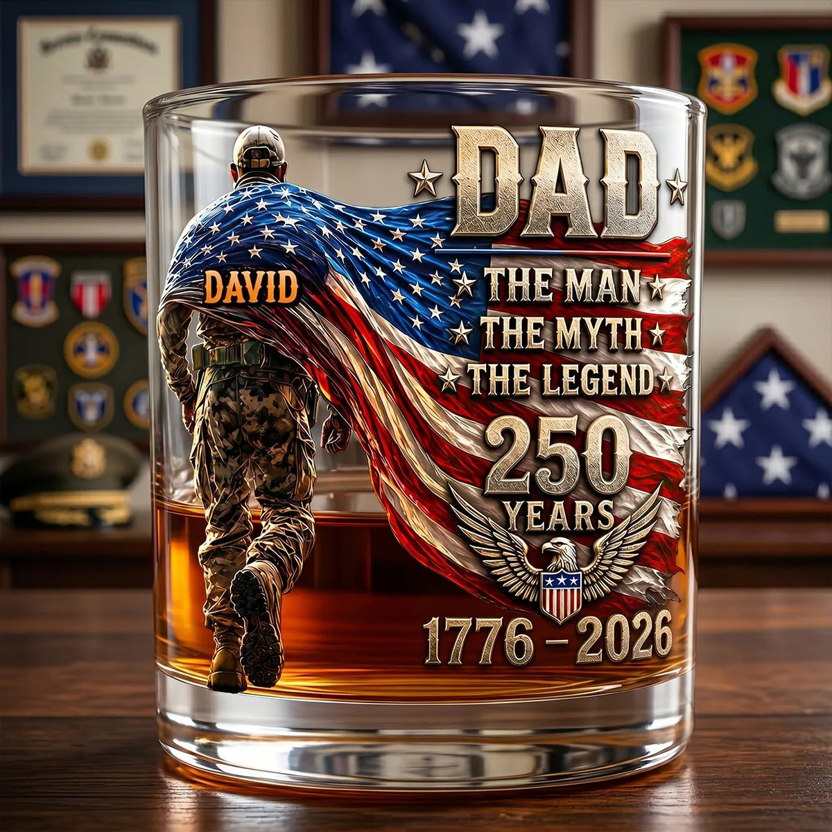 The Patriot Legend Whiskey Glass Personalized Gifts For Dad , 4th Of July Gift
