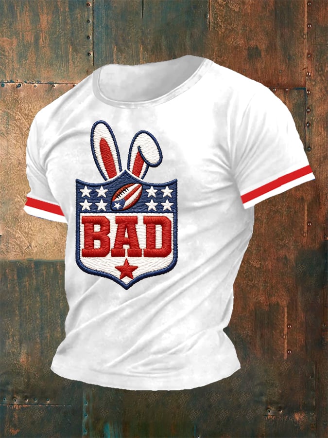 Bunny Benito Bowl Football Theme Big Game Bad Game Puerto Rico Stripes Print Football Tee, Game Day Bunny Shirt
