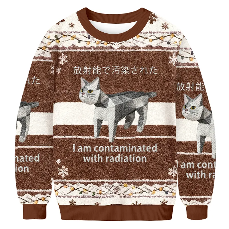 I Am Contaminated With Radiation Cat Meme Ugly Sweater, Christmas Ugly Sweatshirt, Xmas Ugly Sweater