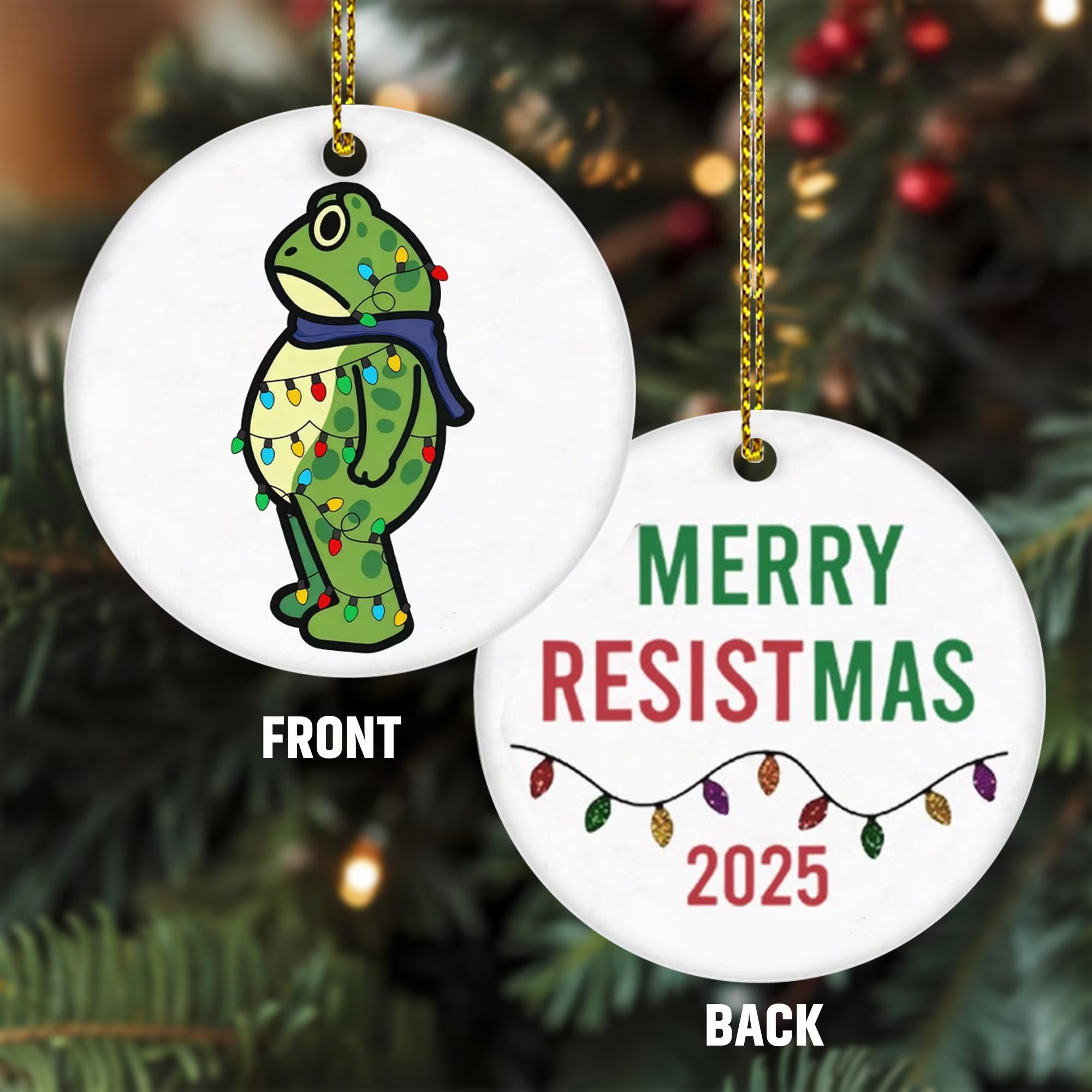 Political Frog Ornament, Decorative Ornament, Ceramic Ornament, Holiday Gifts, Christmas Ornament