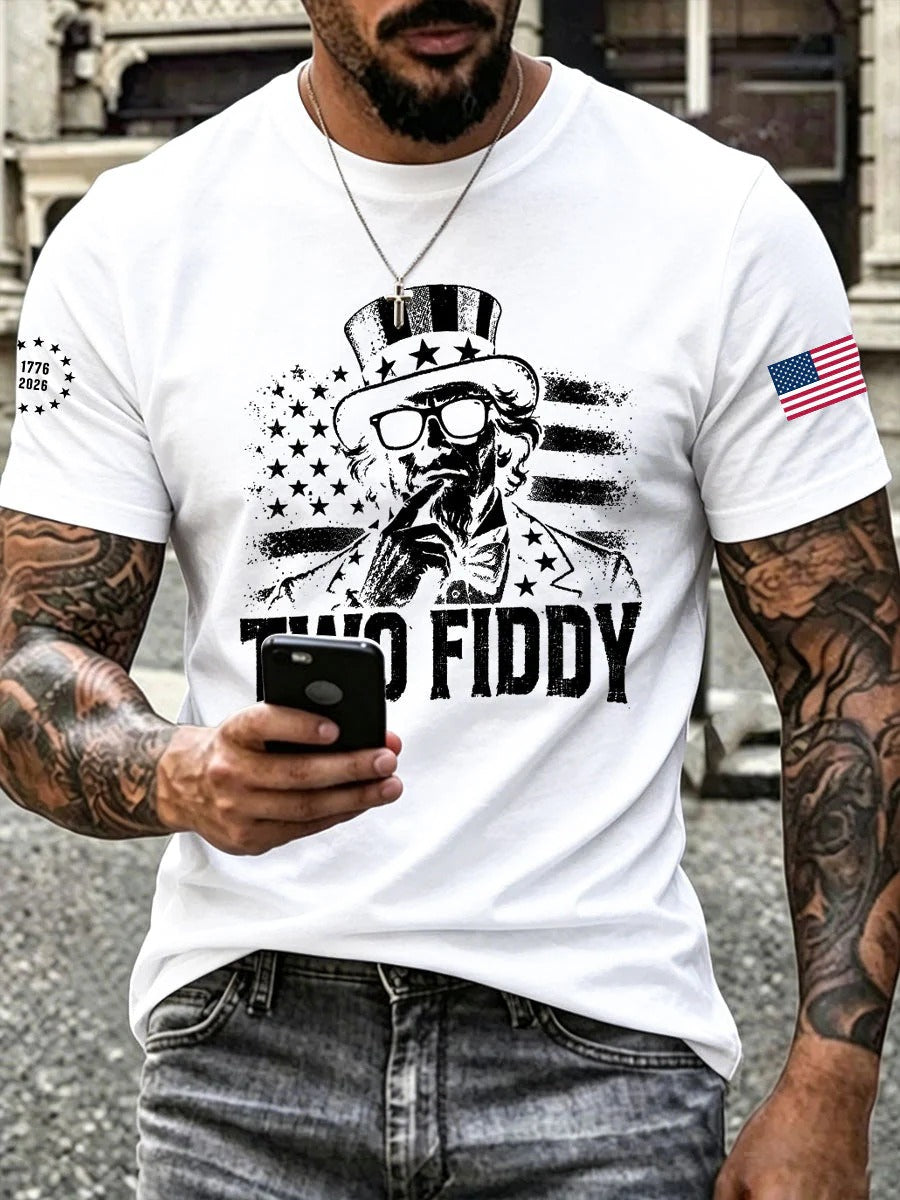 Vintage Uncle Sam Two Fiddy Patriotic Men's T-Shirt, America 250 Shirt, Patriotic T-Shirt