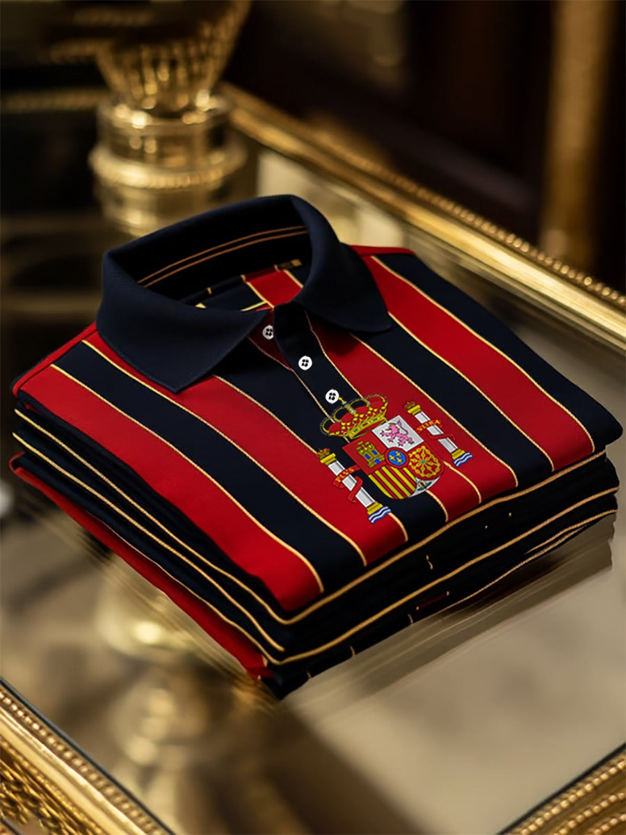 Red Blue Spain Flag Polo Shirt, Soccer Champion Fan Shirt Gameday Shirts, Father's Day Presents