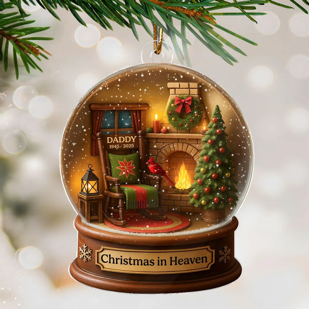 Christmas In Heaven 3D Effect Personalized Acrylic Ornament, Christmas Ornament, Christmas Gift