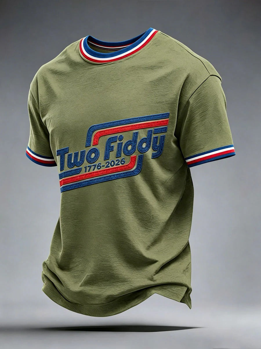 Two Fiddy 1776 2026 Retro Patriotic T-Shirt For Men, America 250 Years Shirt, USA Shirt