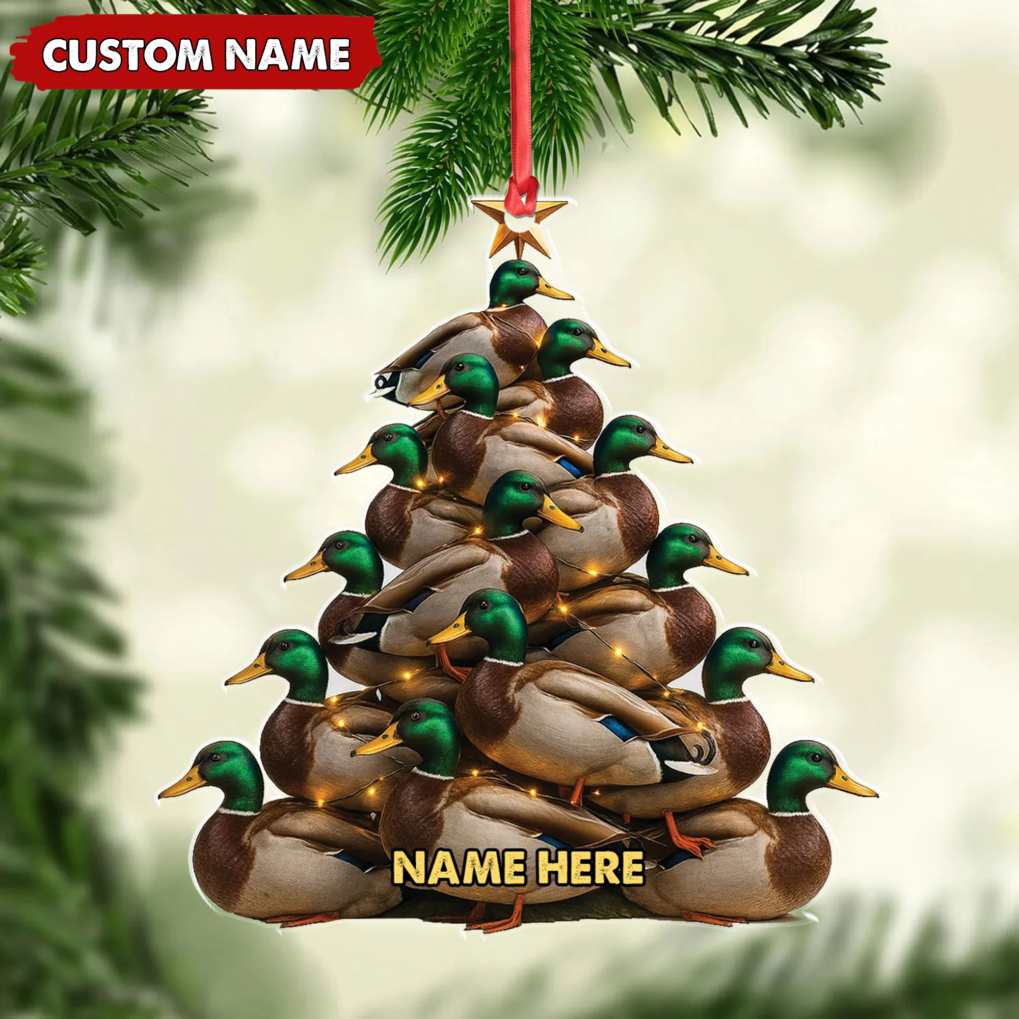 Personalized Mallard Duck Ornament Custom Name Acrylic Ornament, Xmas Decor