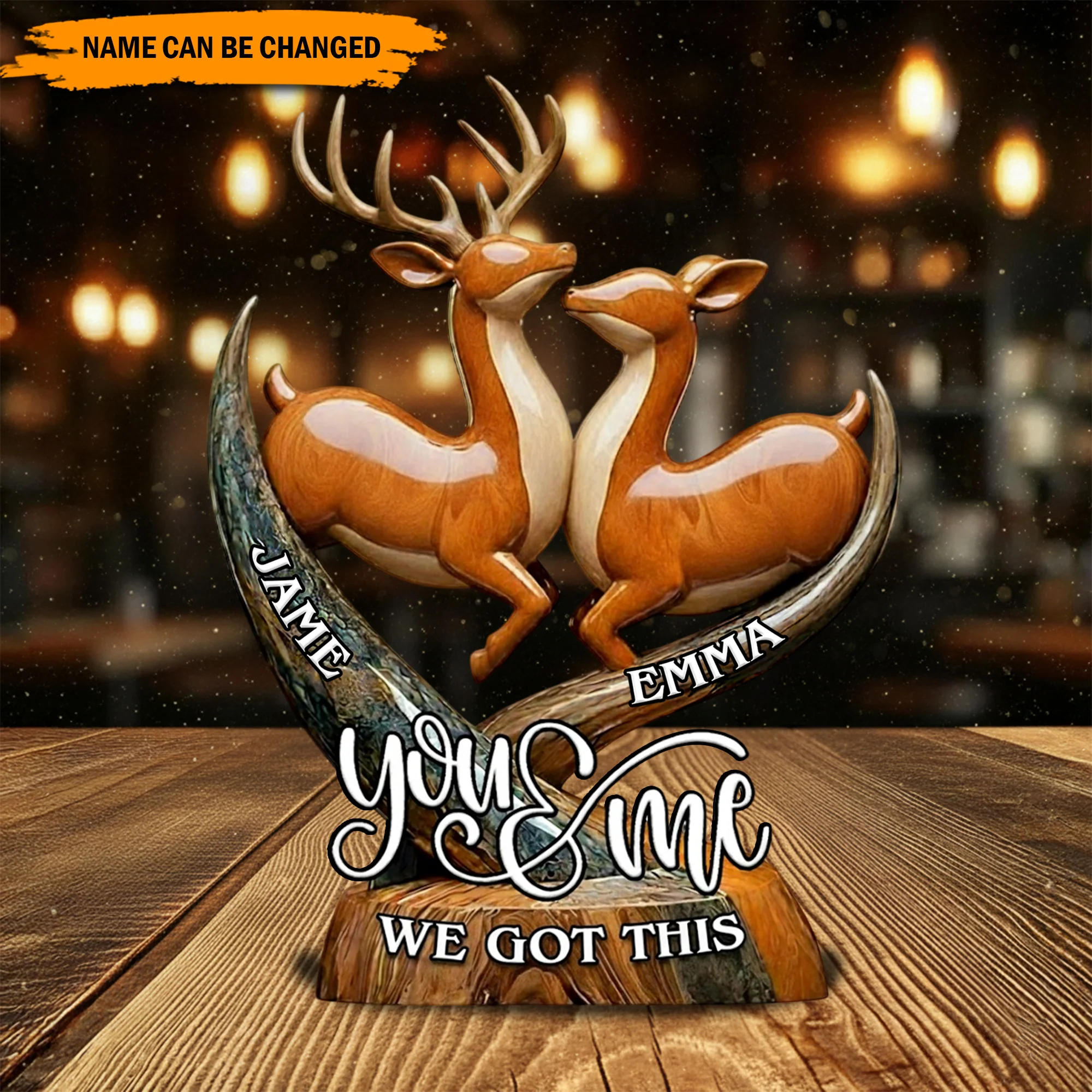 You & Me We Got This Deer Shape Acrylic Plaque, Unique Valentine's Day Gifts, Couple Anniversary Gift