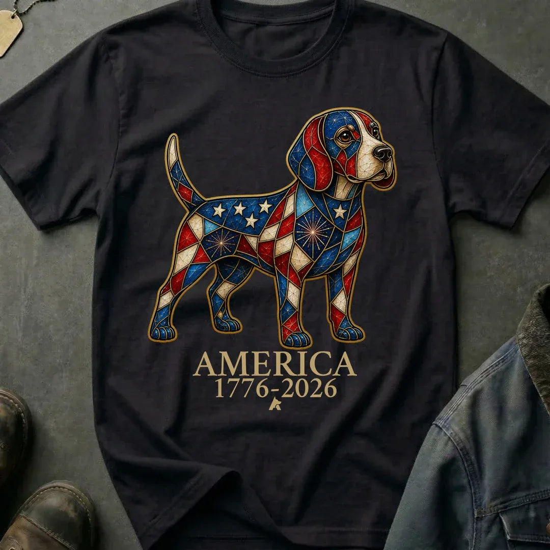 Beagle-Mosaic America 1776-2026 Shirt, America 250 Celebrations Shirt, Patriotic T-Shirt