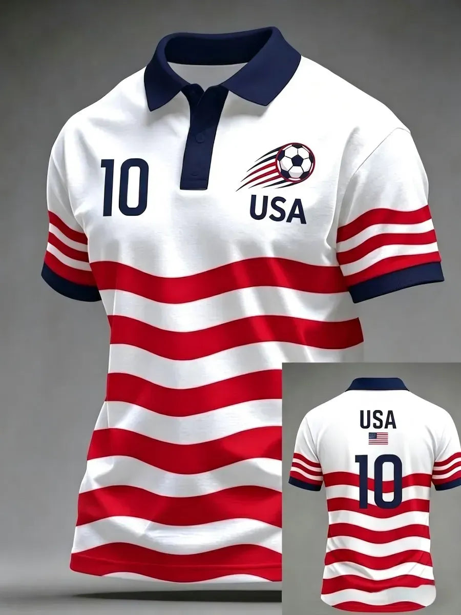 USA Number 10 Football Polo Shirt, 2026 World Cup Shirt, National Team Jersey