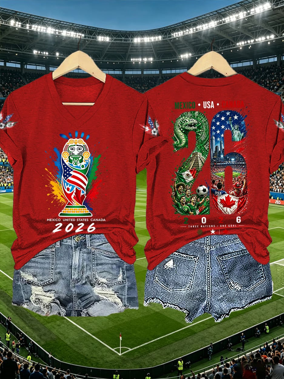 2026 North America Trophy Red Shirt, American Soccer Stadium Gifts, Unisex Gameday T-Shirts