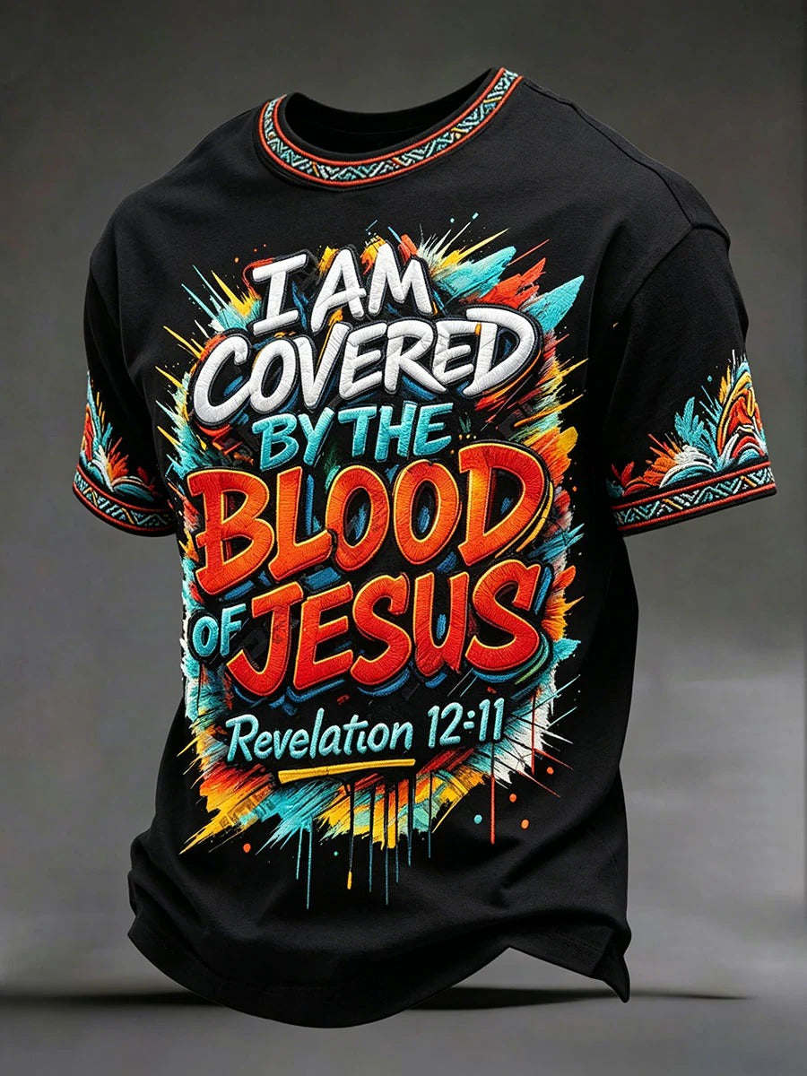 Covered By The Blood of Jesus Shirt, Christian Revelation 12:11 T-Shirt, Faith Gift for Men