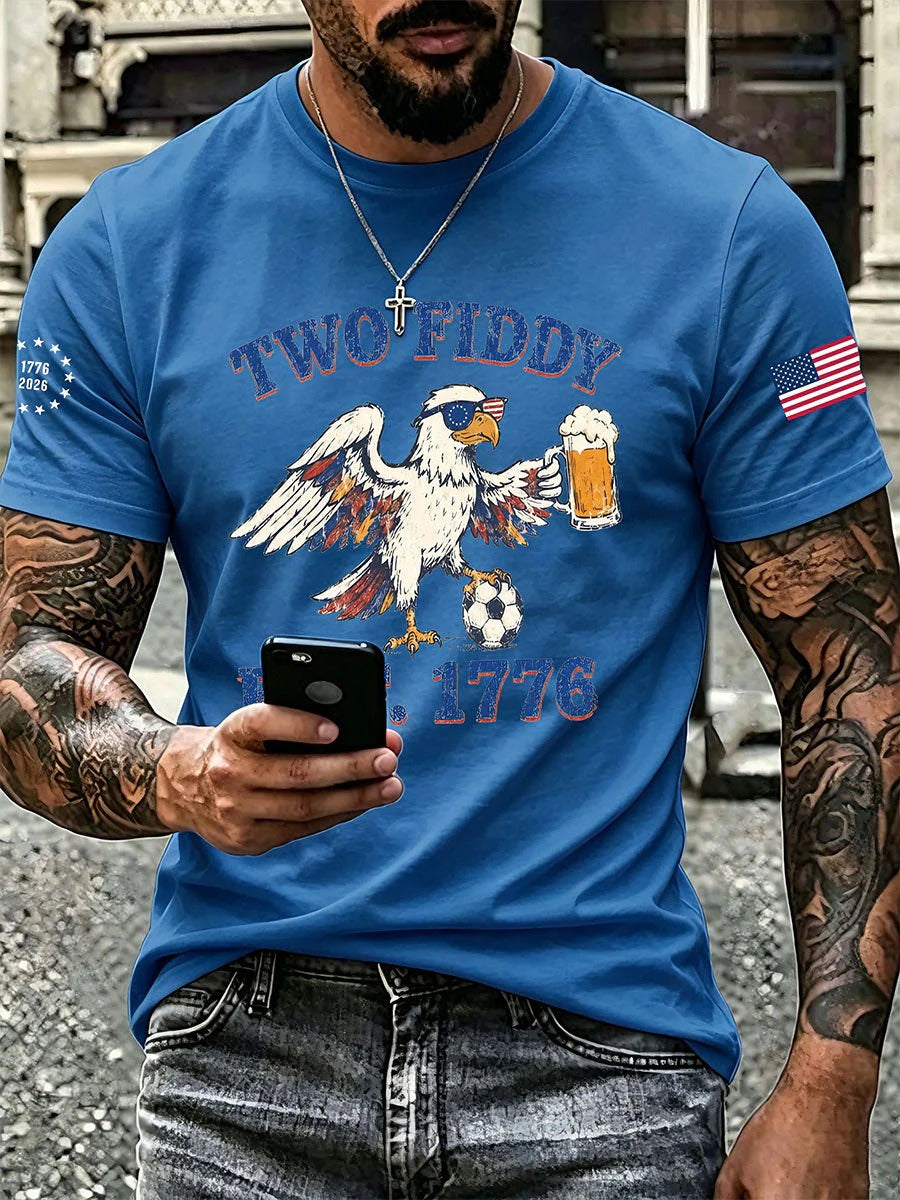 Funny Eagle Beer Soccer Two Fiddy T-Shirt For Men, America 250 Years Shirt, Freedom Shirt