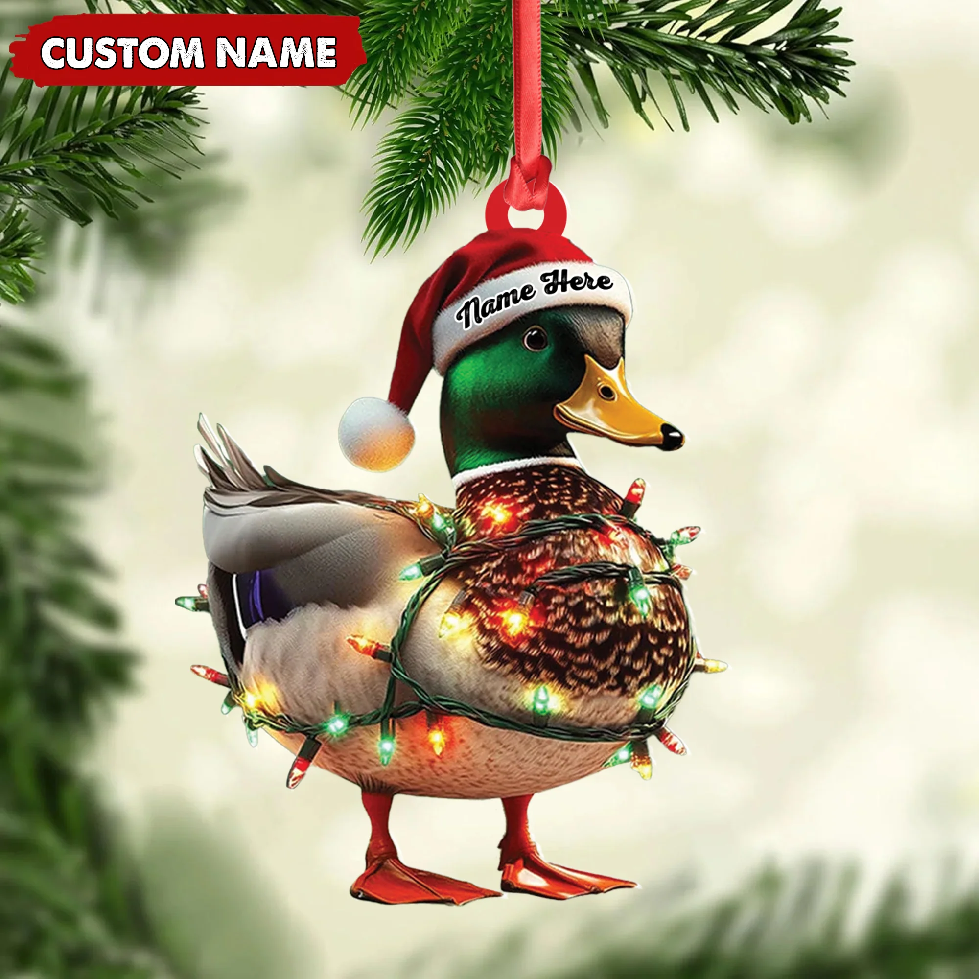 Personalized Duck Hunting Acrylic Ornament Custom Name Acrylic Ornament, Xmas Decor