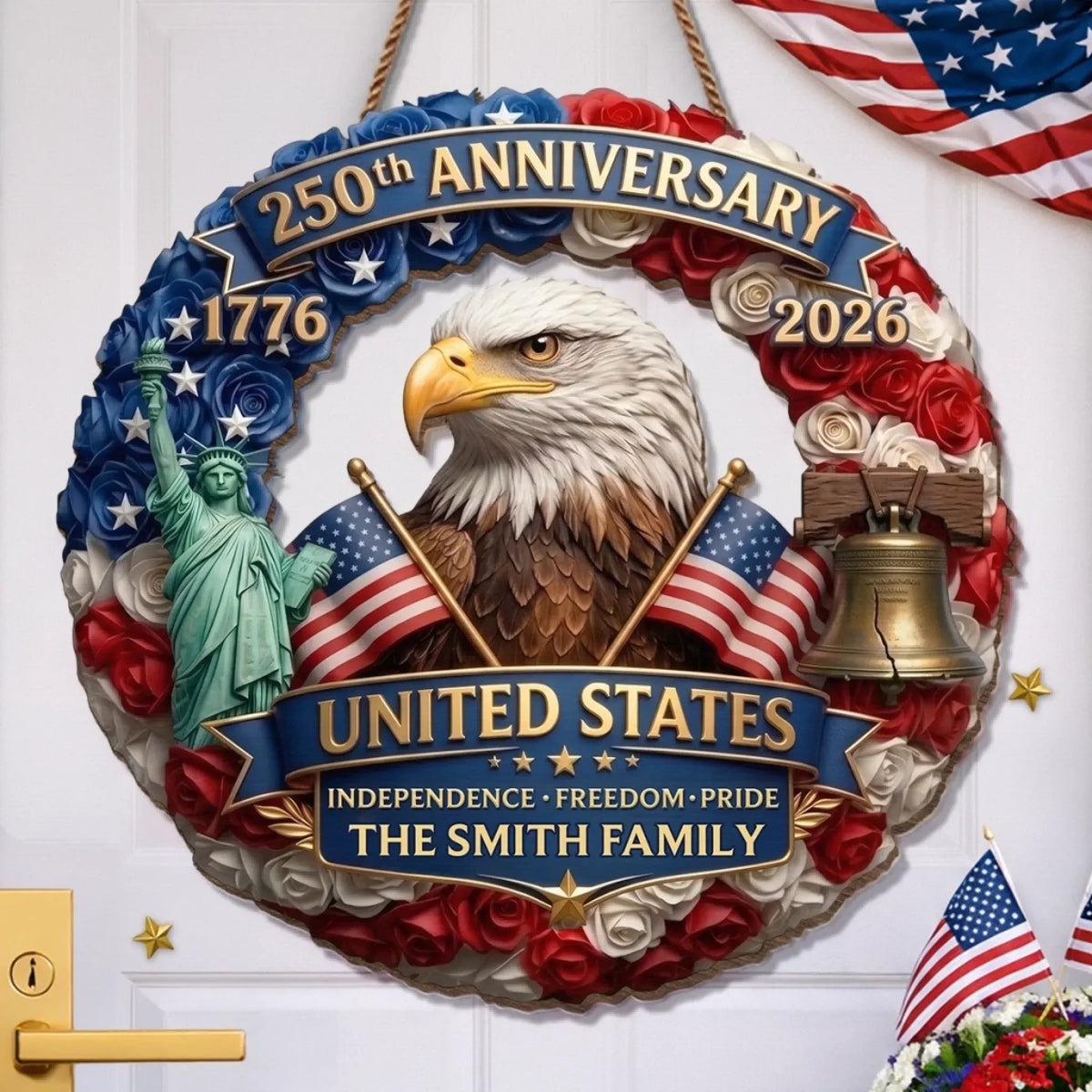 America 250 Freedom Eagle Custom Wood Sign, Patriotic Home Decor, Fourth Of July Gift