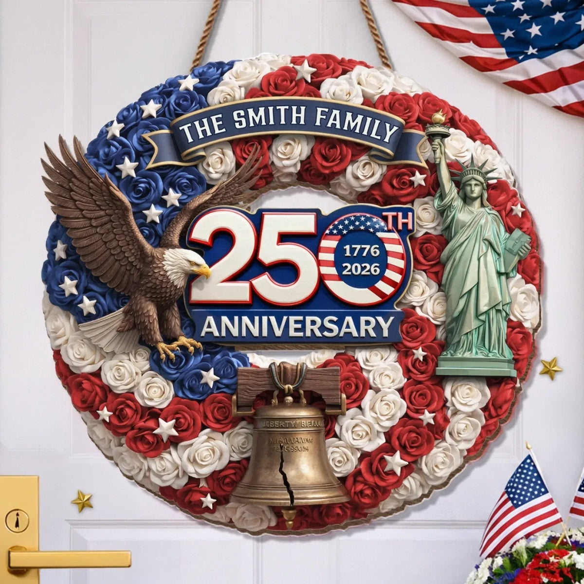 America 250 Eagle And Liberty Custom Wood Sign, Fourth Of July Decor, Patriotic Gift
