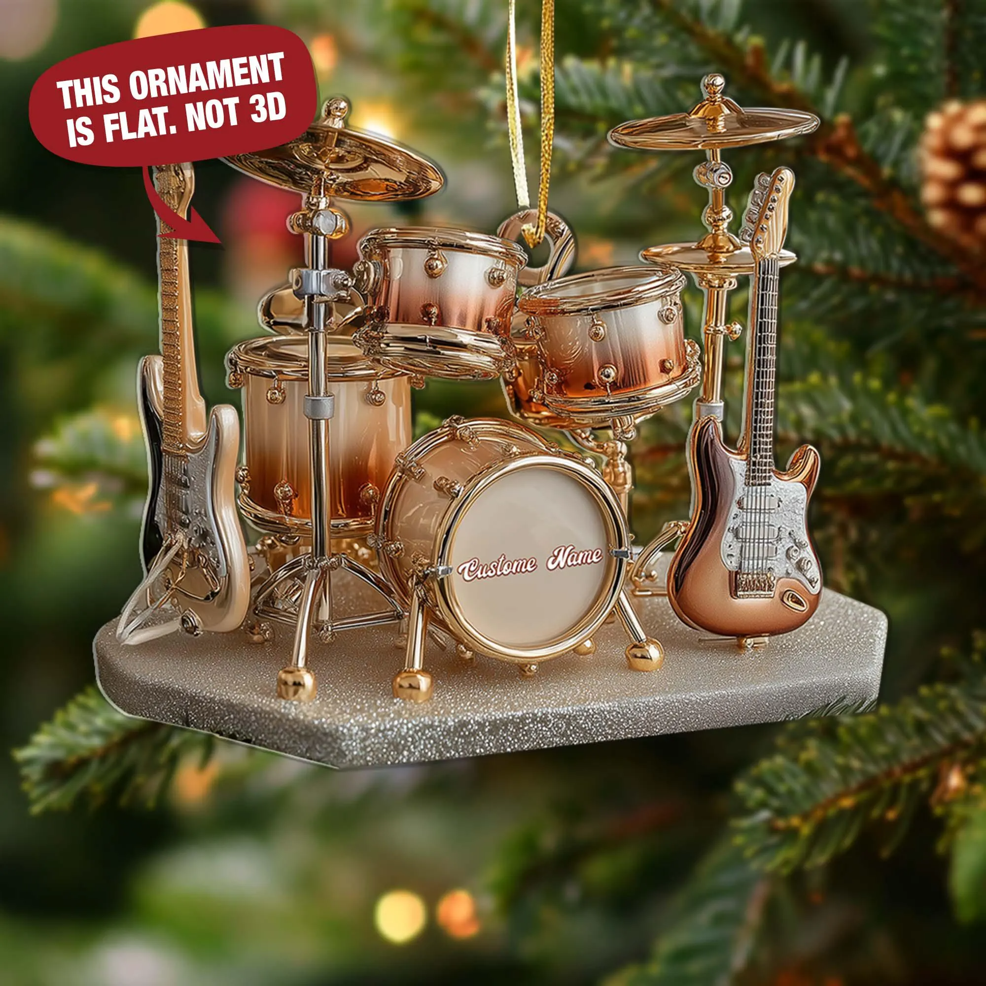Custom Drum Set Electric Guitar Set Acrylic Ornament, Gifts For Drummers, Gift For Guitarist