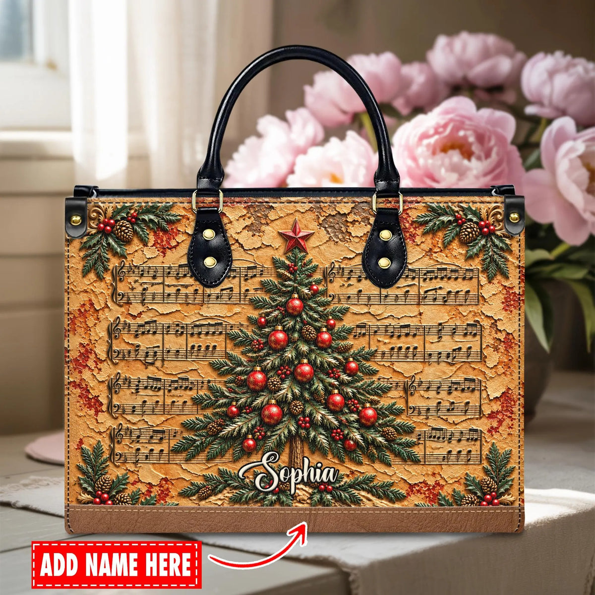 Custom Music Tree Leather Handbag, Handbag For Women, Christmas Gift