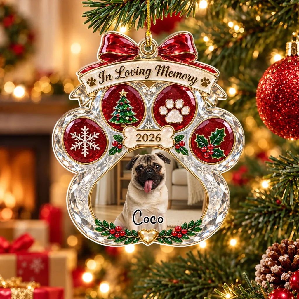 Custom Photo Pet Memorial Acrylic Ornament, Christmas Ornaments, Pet Memorial Gifts
