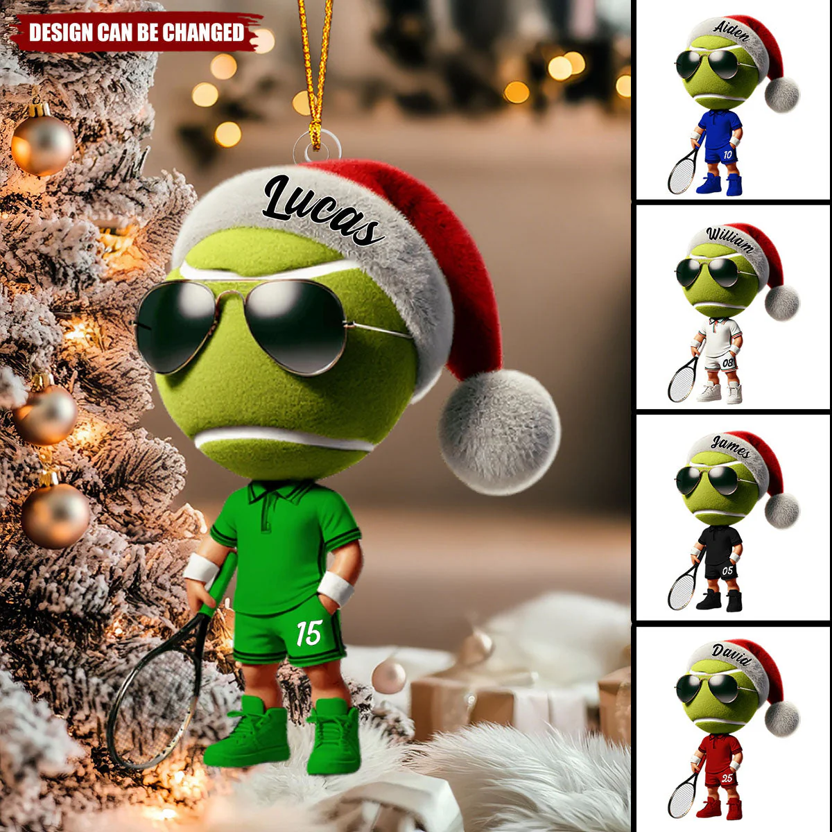 Custom Name Tennis Man Acrylic Ornament, Custom Tennis Balls Cool Christmas Ornament