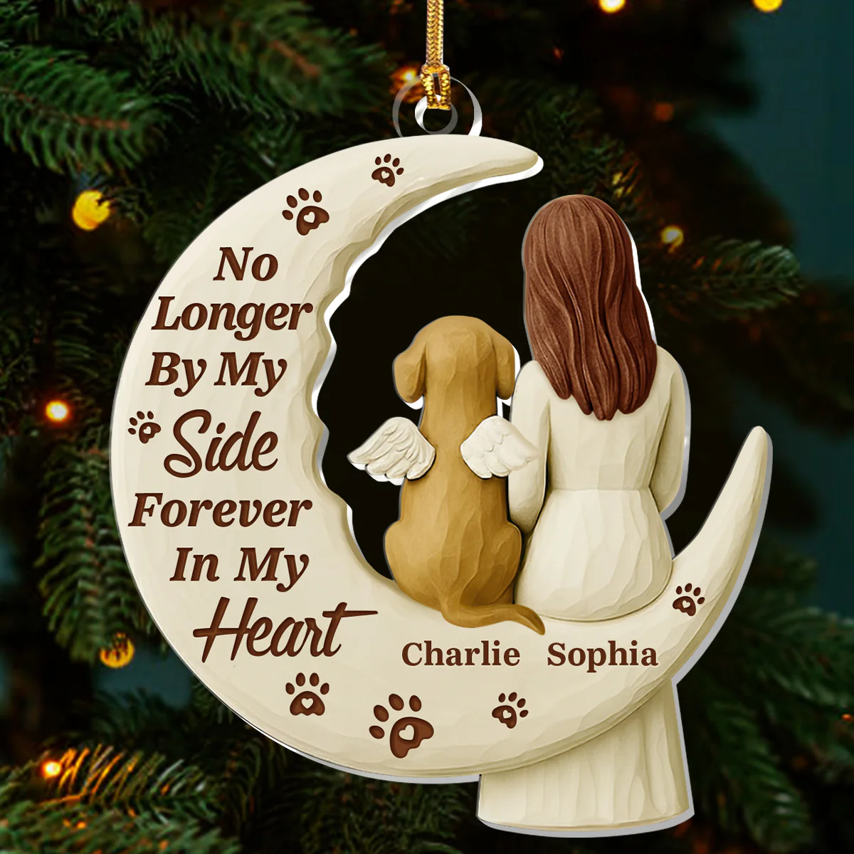 No Longer By My Side Forever In My Heart Ornament, Gifts For Dog Lovers, Memorial Gifts