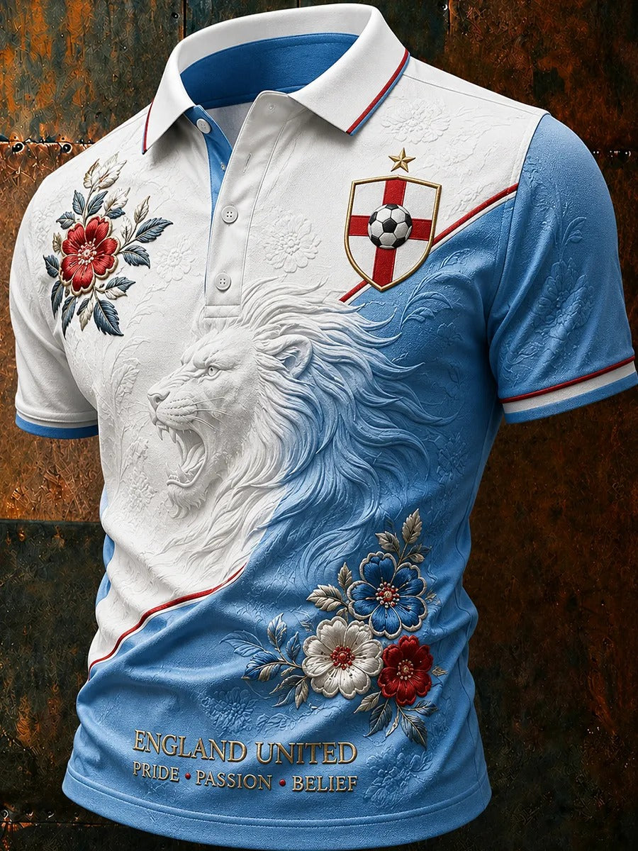 England Football Team Pride Passion Belief Retro Polo, Unisex Gameday T-Shirts, Soccer Fan Gift