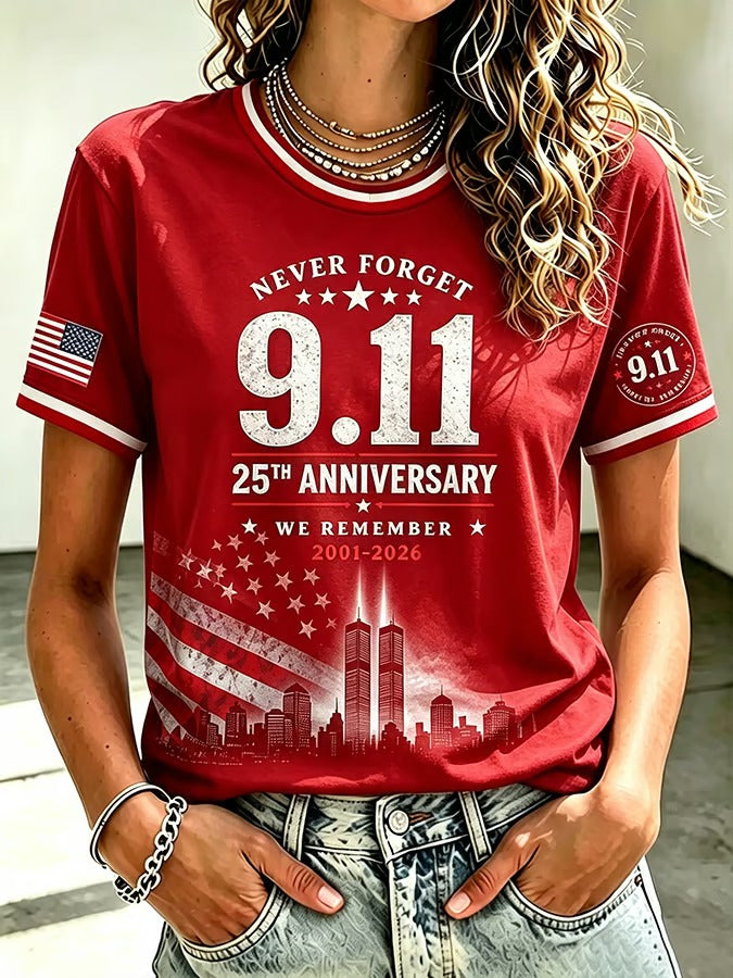We Remember 9.11 25th Anniversary Shirt, Women's Graphic Tee, Patriotic Shirt