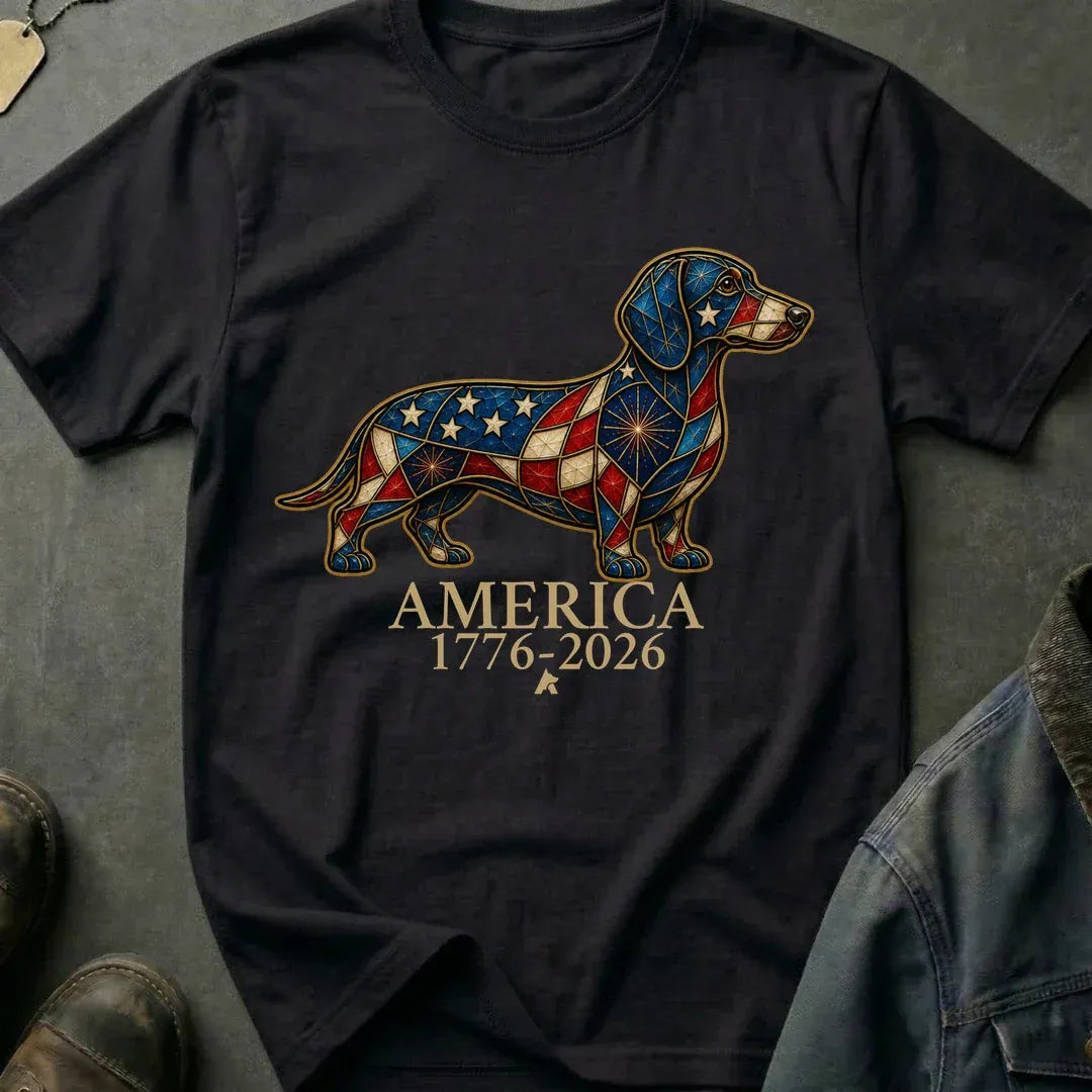 Dachshund-Mosaic America 1776-2026 Shirt, America 250 Celebrations Shirt, Patriotic T-Shirt