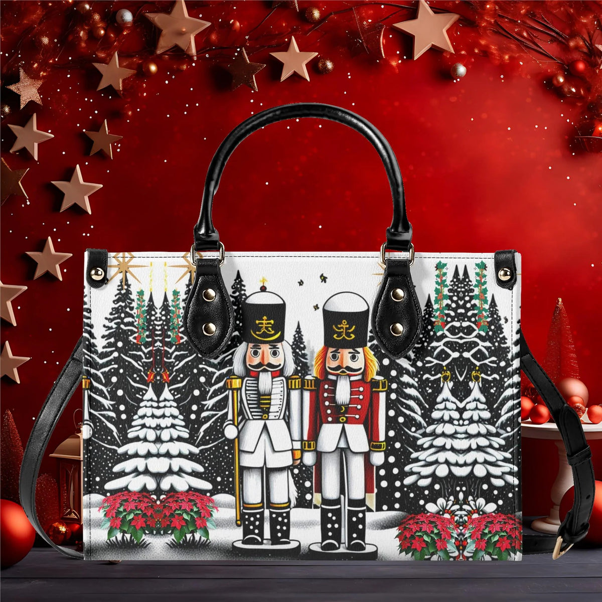 Nutcracker Soldiers Leather Handbag, Holiday Purse For Women, Christmas Gift