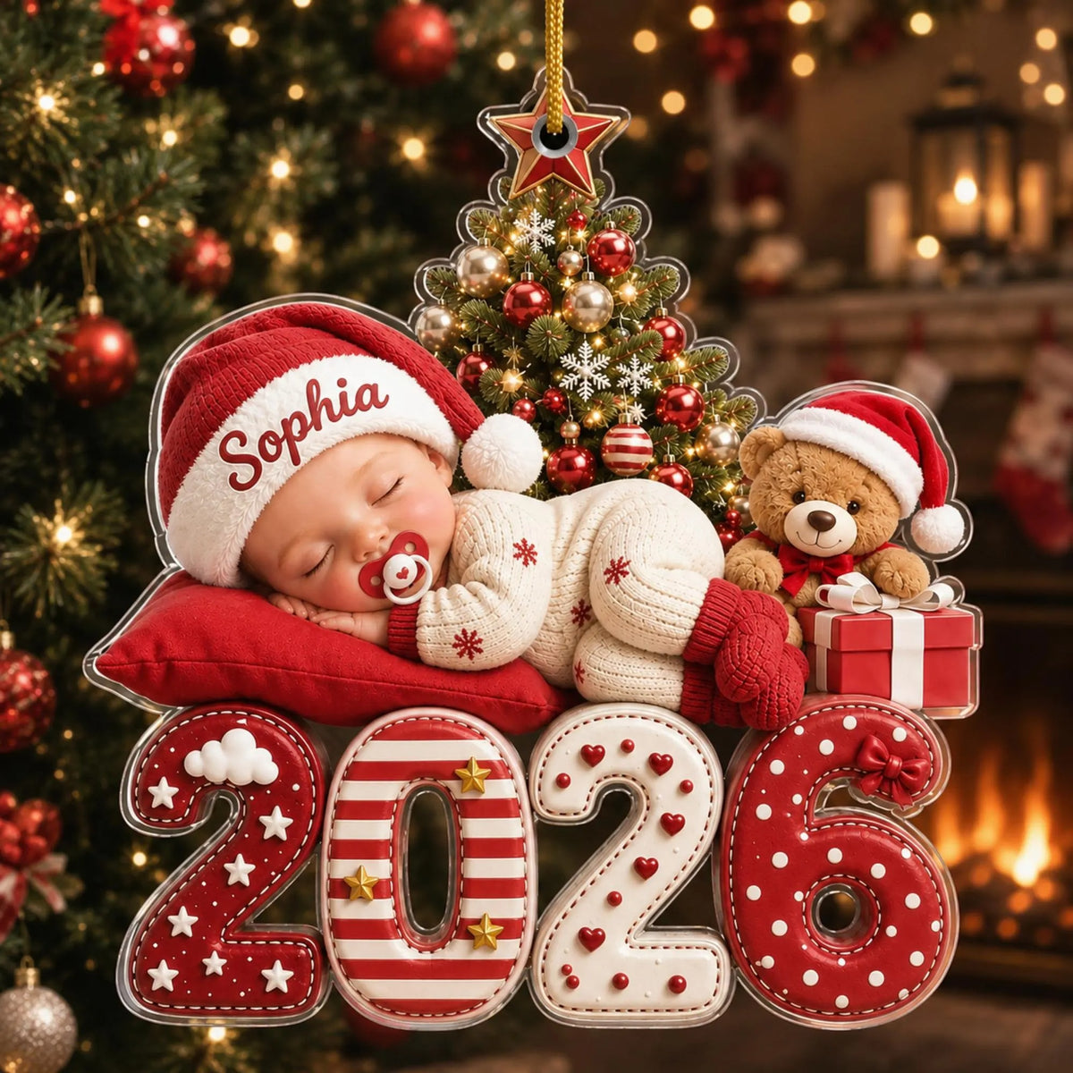 Baby's First Christmas Acrylic Ornament, Personalized Baby Keepsake, Christmas Gift