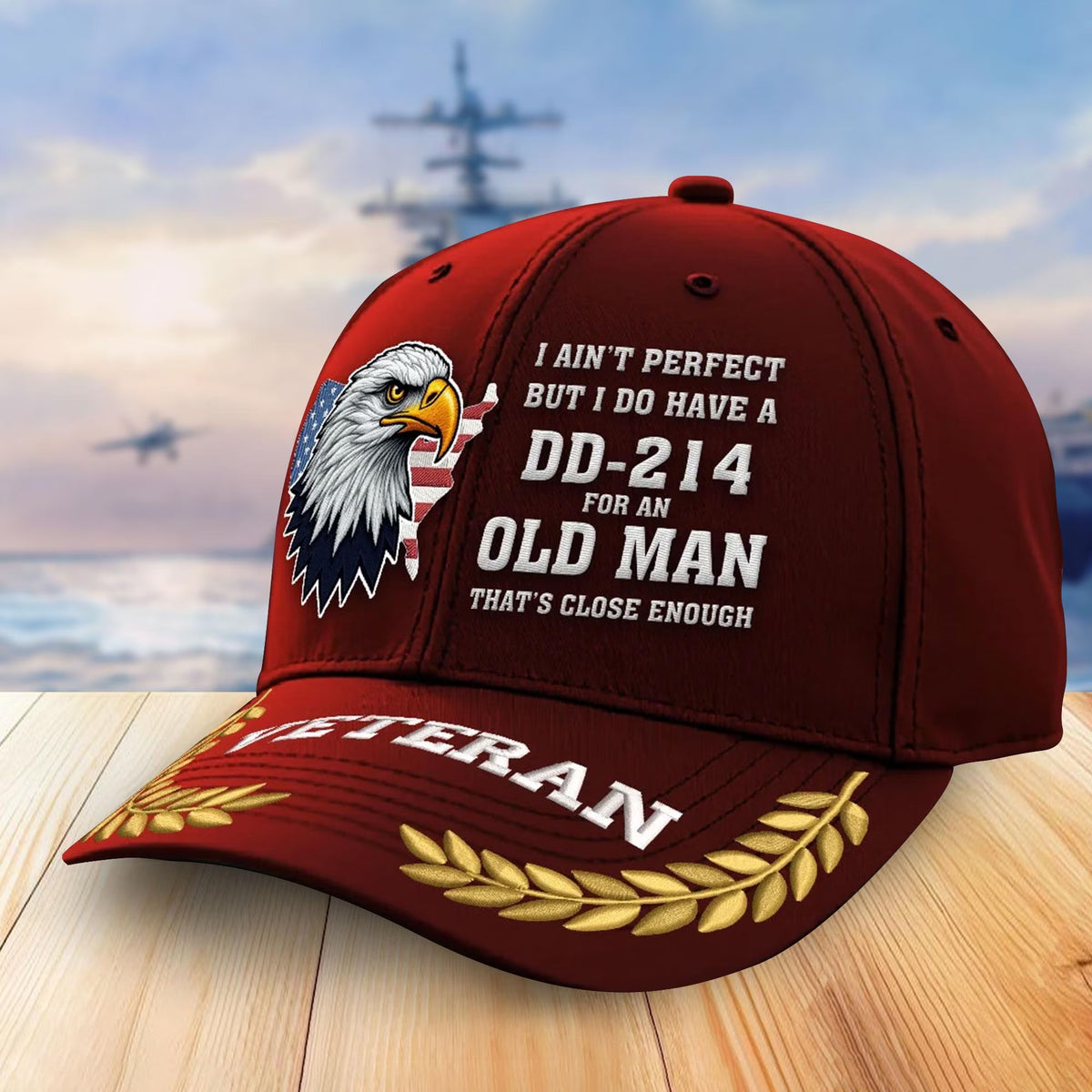 DD-214 Old Man Eagle Veteran Baseball Cap, Veterans Day Hat, Patriotic Mens Cap
