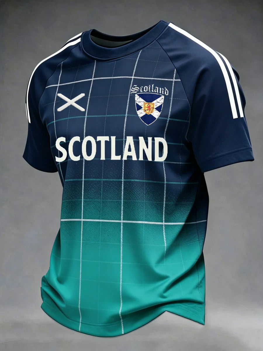 Scottish Blue And Teal Gradient Tartan Football Tee Soccer Champion Shirt Soccer Dad Shirt