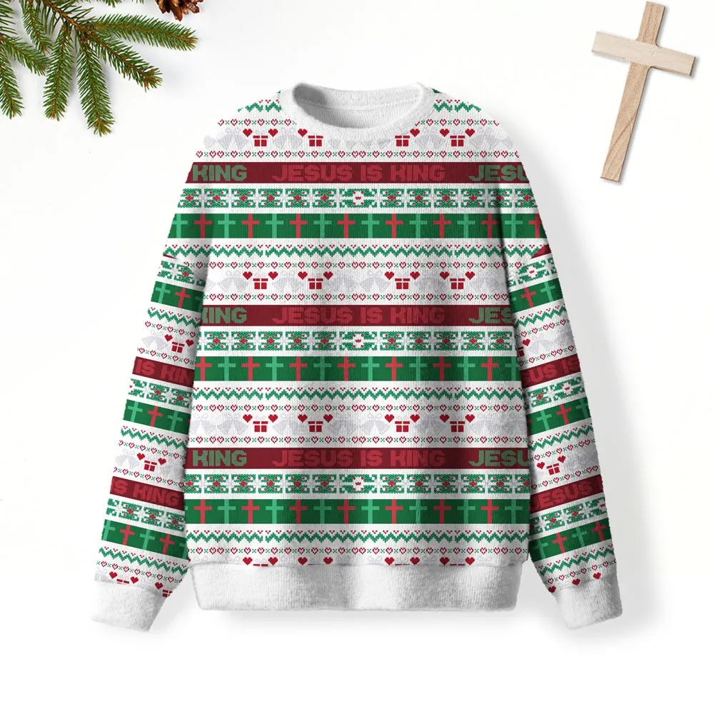 Jesus Is King Christmas Christian Funny Ugly Sweater, Ugly Xmas Sweater, Christmas Ugly Sweatshirt