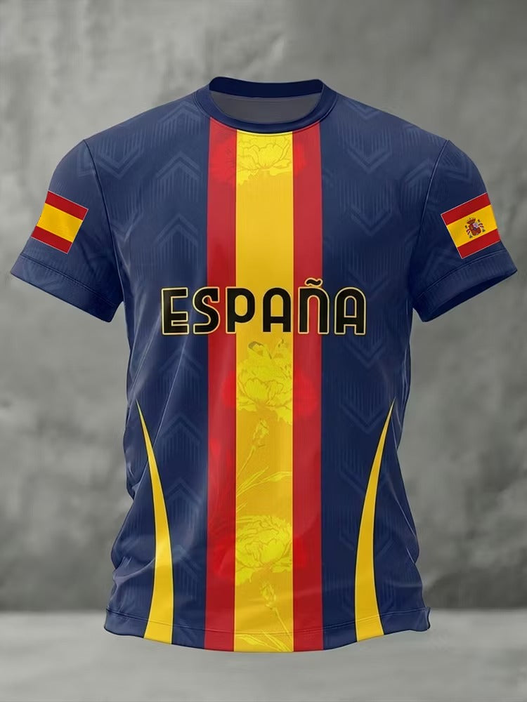 Red Blue Yellow Spain National Football Team Shirt Soccer Champion Fan Shirt Gameday Shirts